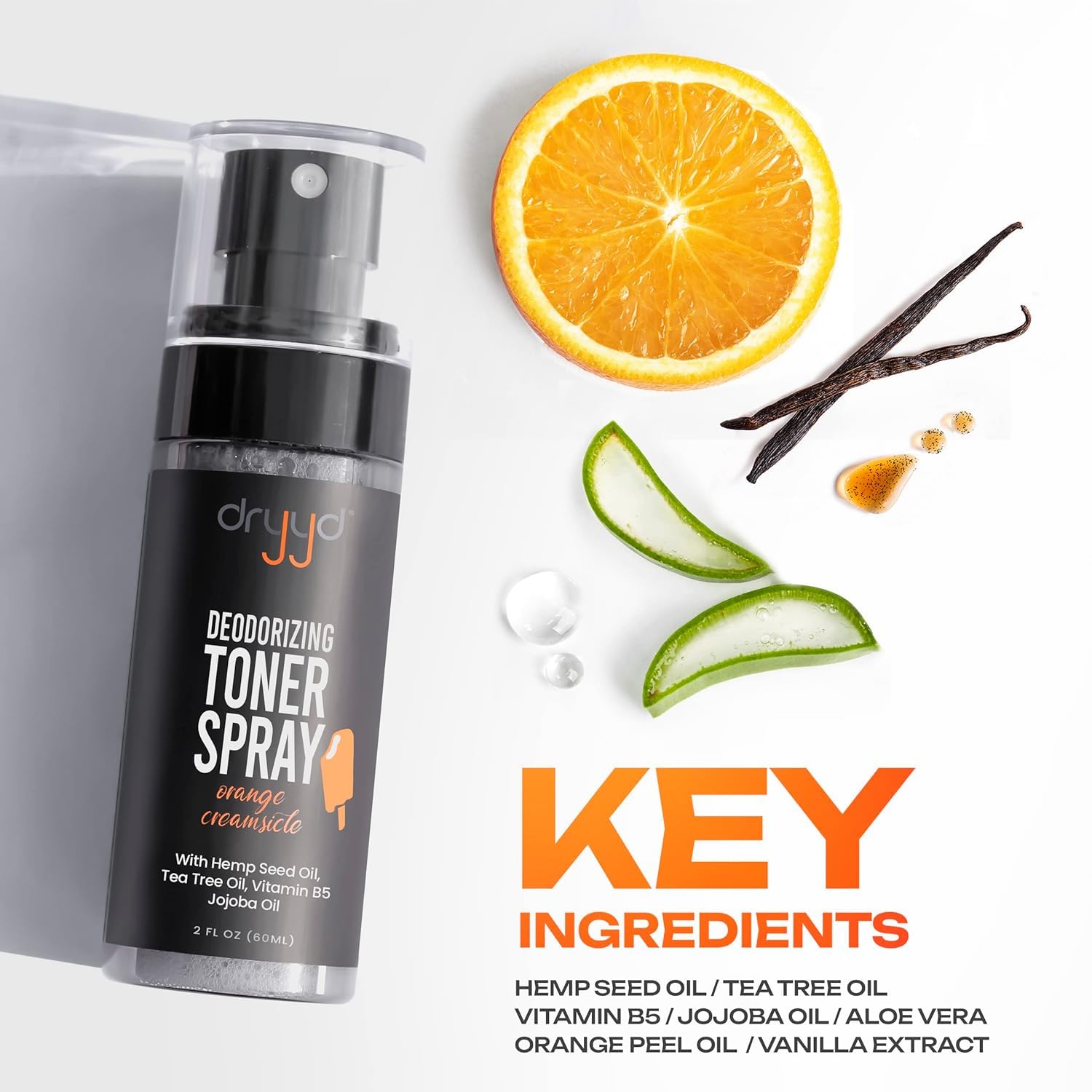 Dryyd Deodorizing Toner Spray for Balls – Aluminum-Free Cooling Ball Deodorant (Orange Creamsicle)