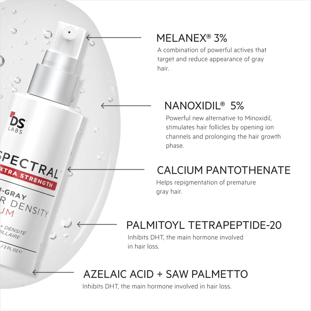 DS Labs Spectral Extra Strength Hair Density Serum 60mL – 3 Pack | Lightweight Leave-In for Fuller, Thicker-Looking Hair
