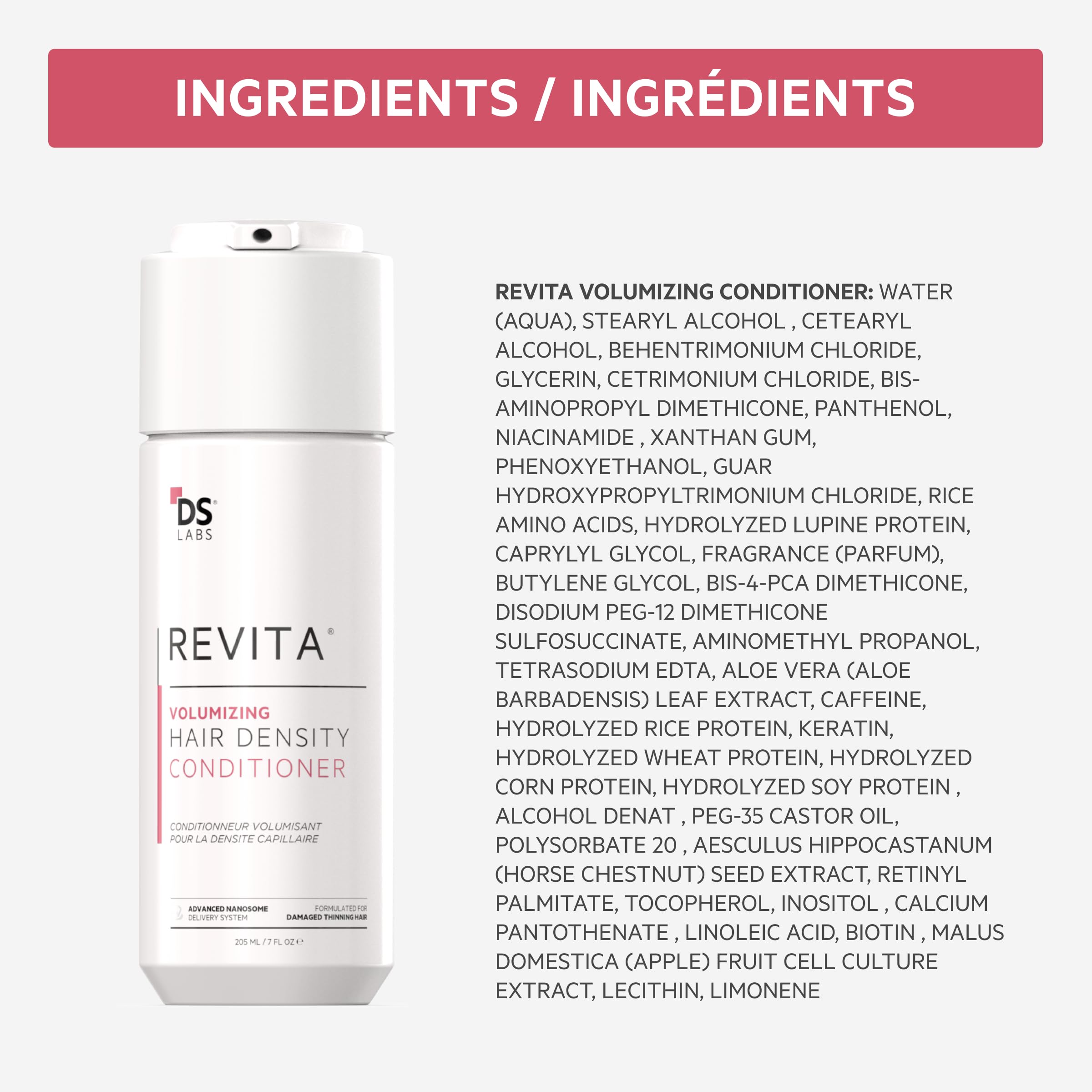DS Labs Revita Volumizing Shampoo & Conditioner Set for Women – Weightless Root Lift, Color-Safe, Sulfate-Free (2 x 205 mL)
