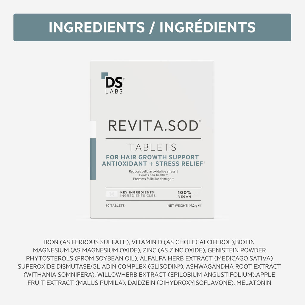 DS Laboratories Revita.SOD Hair Support Tablets – Daily Hair Wellness Supplement with SOD, Zinc & Ashwagandha | 30 Tablets