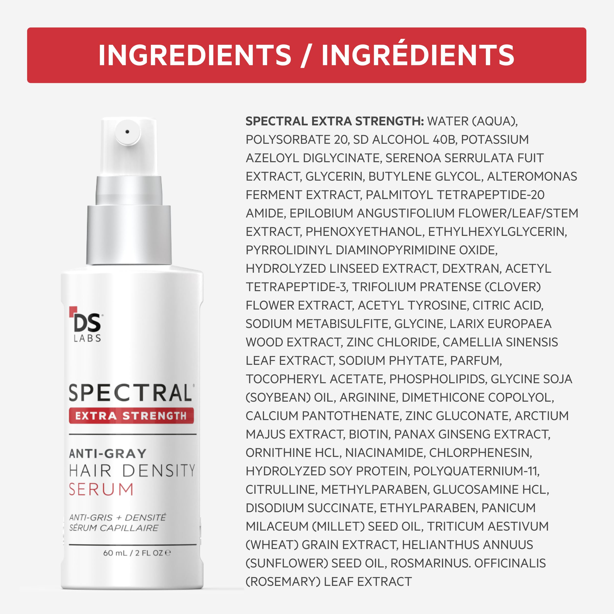 DS Labs Spectral Extra Strength Hair Density Serum 60mL – 3 Pack | Lightweight Leave-In for Fuller, Thicker-Looking Hair
