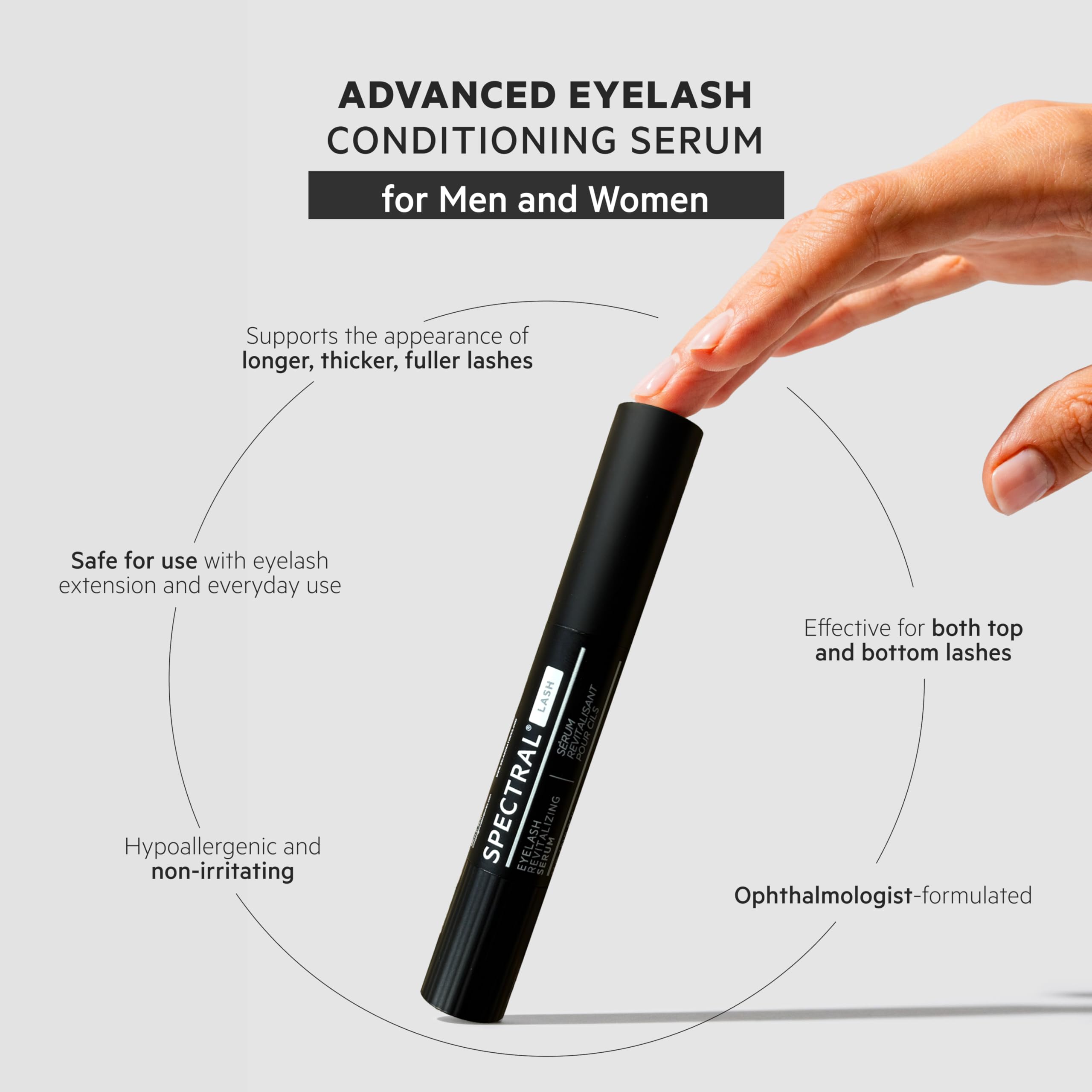 DS Laboratories Spectral.LASH Eyelash Conditioning Serum – Longer, Fuller Lashes, Safe with Extensions, Oil-Free