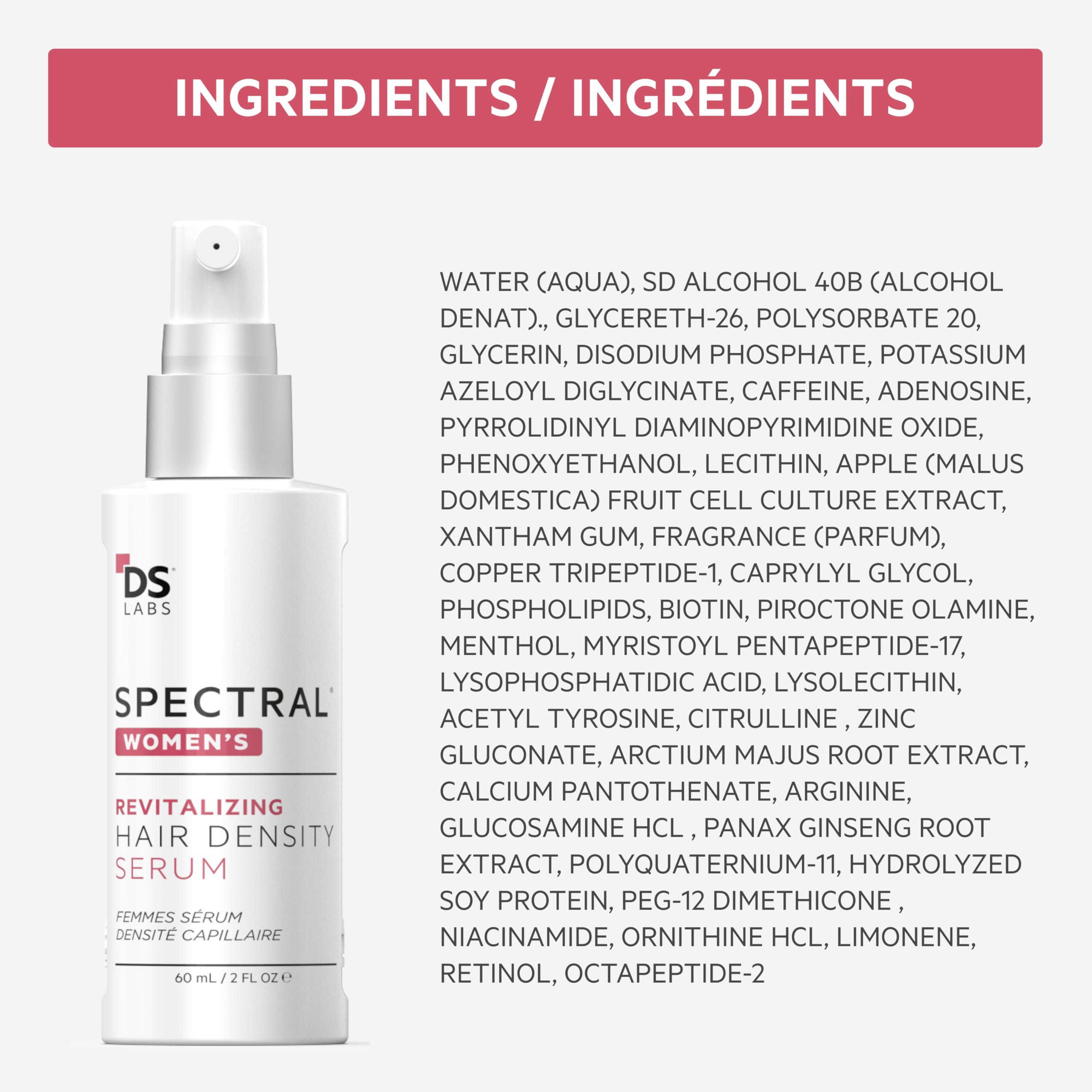 DS Labs Spectral Women's Hair Density Serum Pack of 3 – Lightweight Leave-In for Fuller Hair (60 mL)