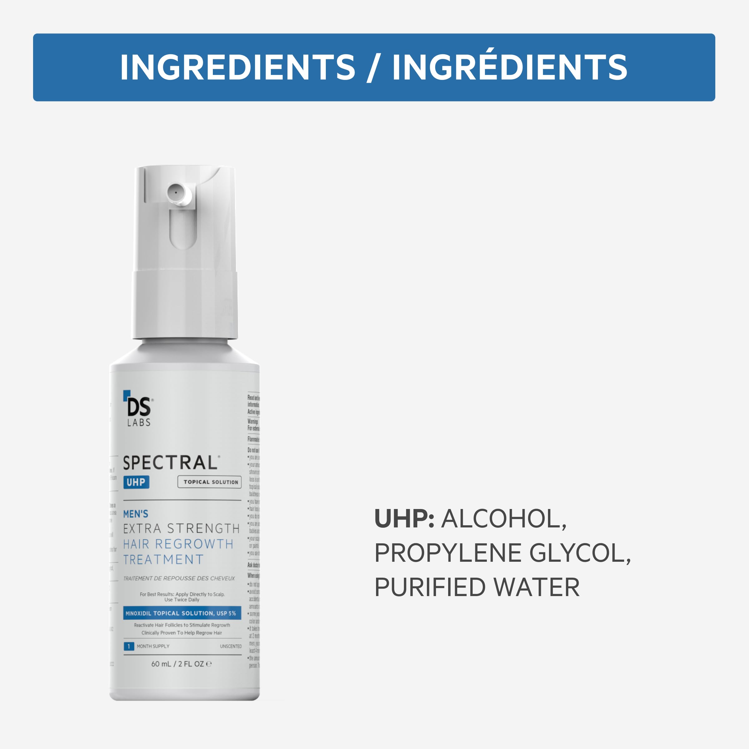 Spectral.UHP 5% Minoxidil Hair Density Serum for Men – Extra Strength, Nanosome Tech, 60mL (3-Pack)