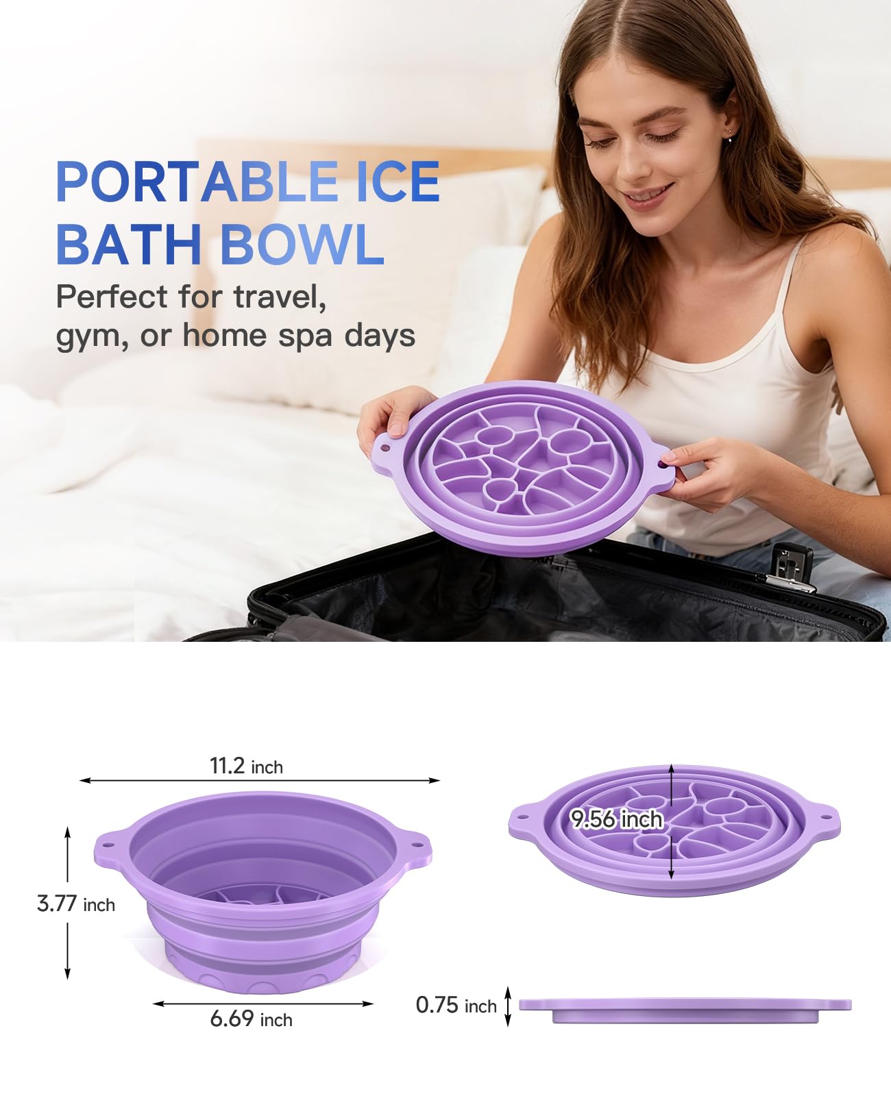 Dtuoen Face Bowl for Ice with Built-In Ice Tray – Collapsible Silicone Facial Ice Bath