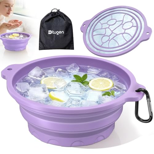 Dtuoen Face Bowl for Ice with Built-In Ice Tray – Collapsible Silicone Facial Ice Bath