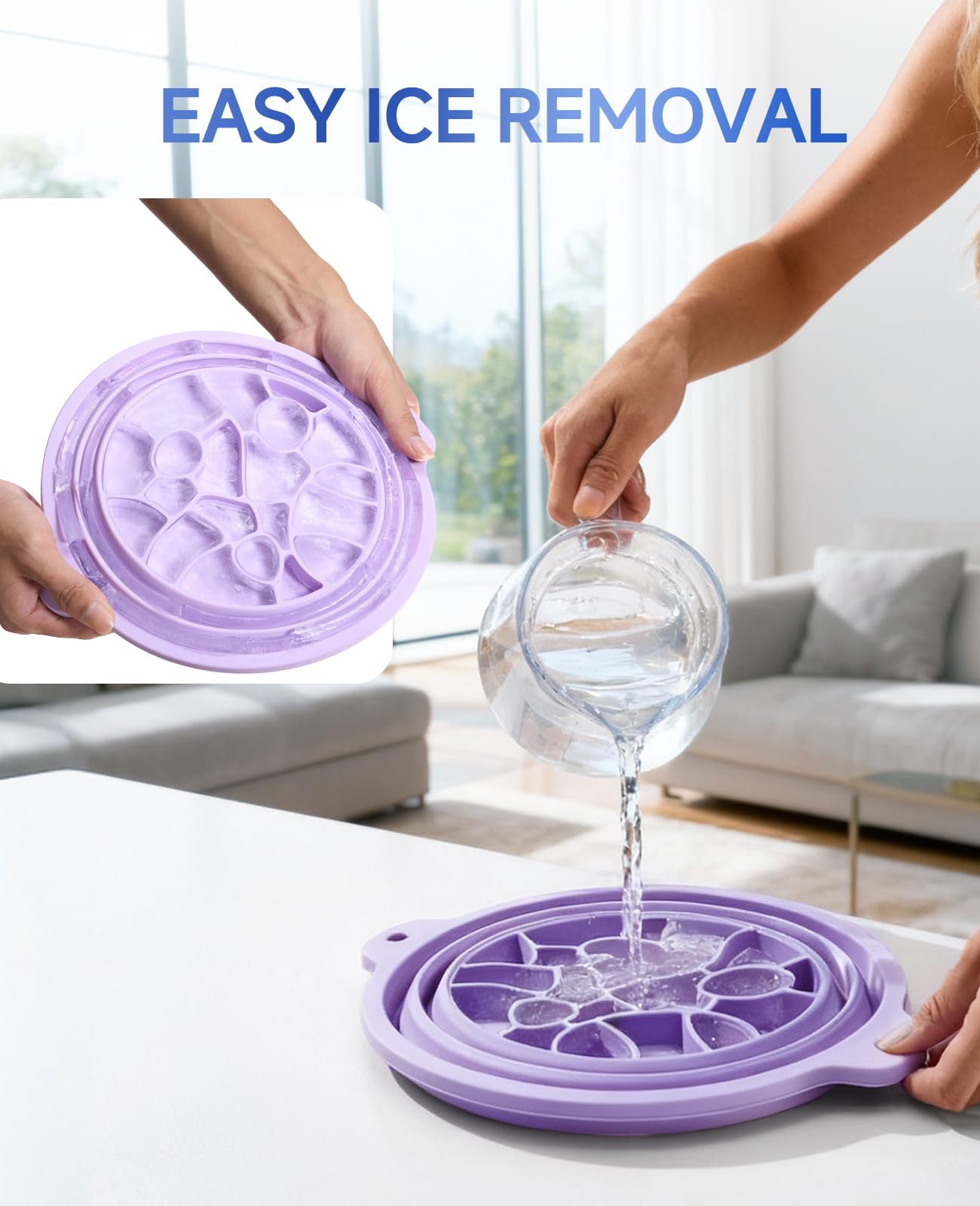Dtuoen Face Bowl for Ice with Built-In Ice Tray – Collapsible Silicone Facial Ice Bath