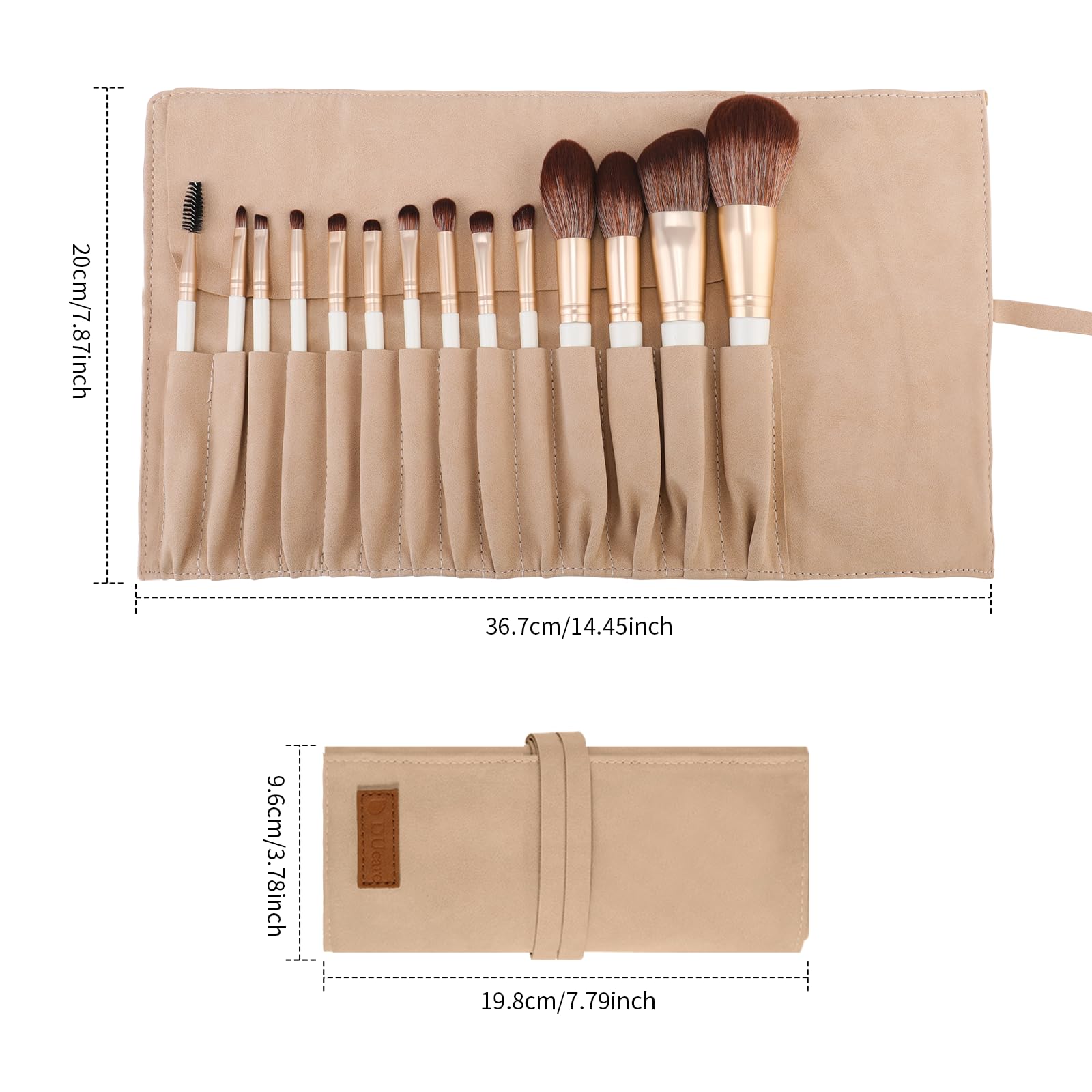 DUcare 14-Piece Makeup Brush Set with Travel Bag — Premium Synthetic Brushes for Face and Eyes