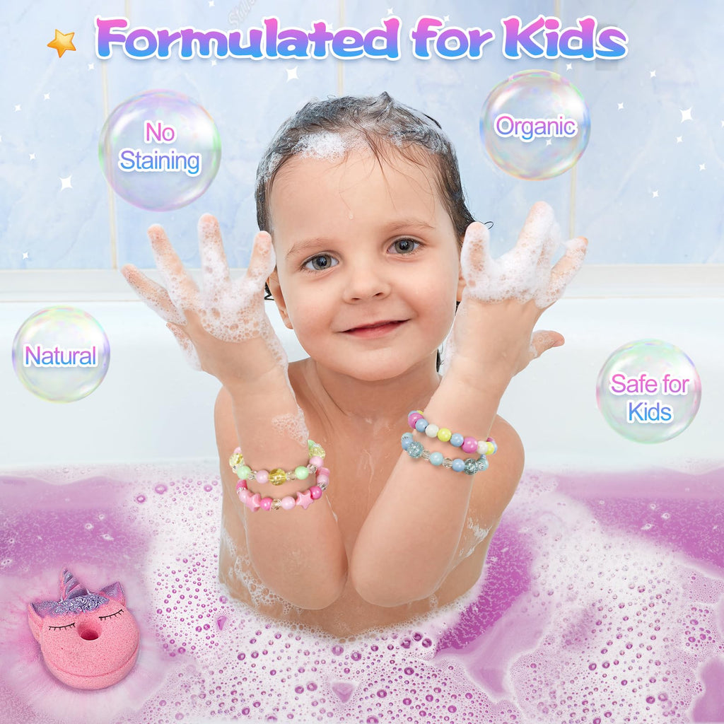 Duchong Unicorn Donut Bath Bombs — 6-Pack with Surprise Toys for Girls 4-8