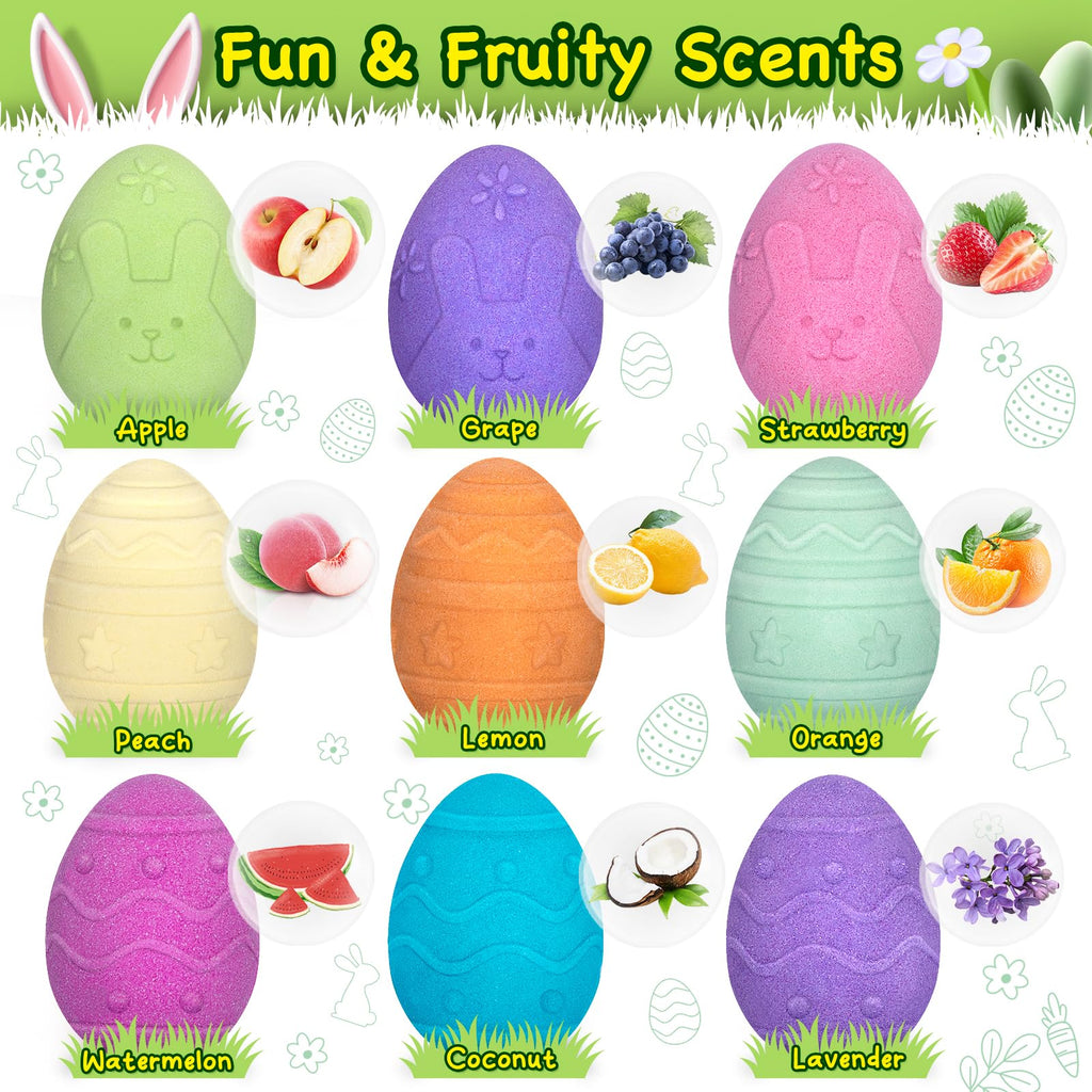 Duchong 9-Pack Easter Bubble Bath Bombs with Surprises – Natural & Kid Friendly