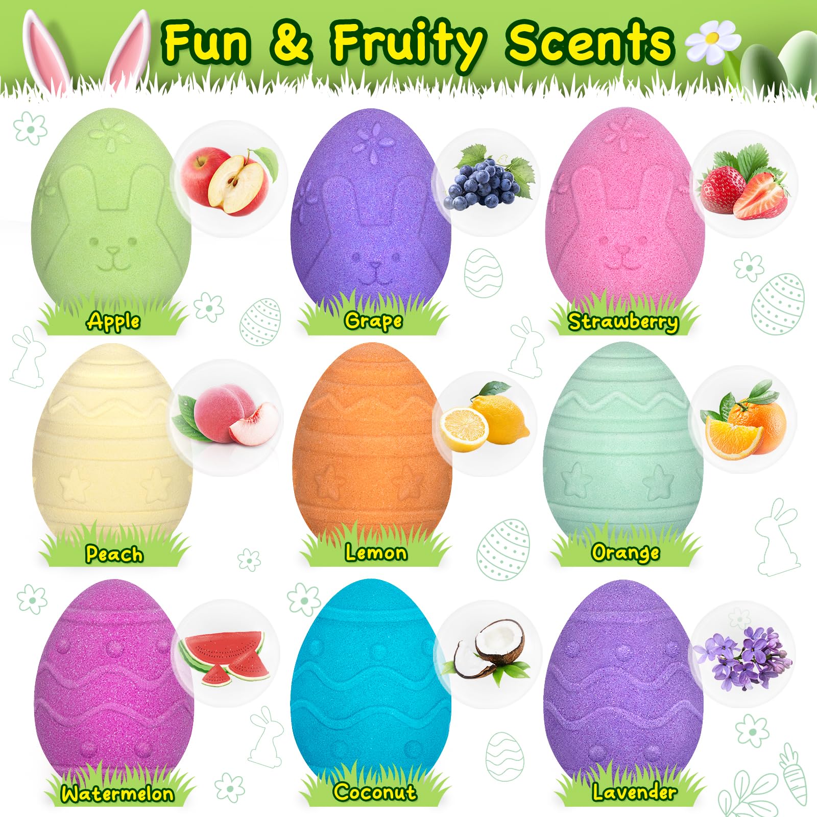 Duchong 9-Pack Easter Bubble Bath Bombs with Surprises – Natural & Kid Friendly
