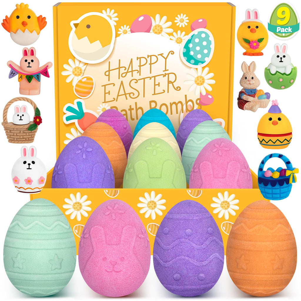 Duchong 9-Pack Easter Bubble Bath Bombs with Surprises – Natural & Kid Friendly