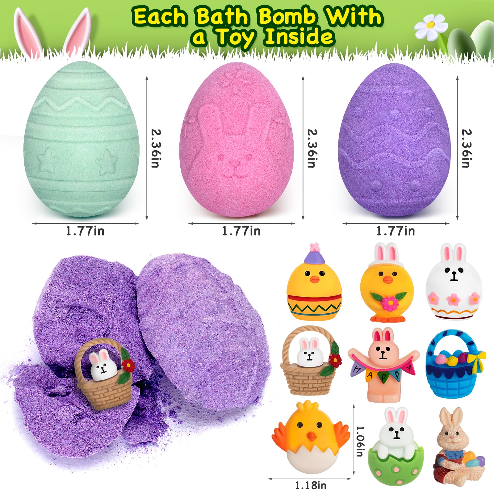 Duchong 9-Pack Easter Bubble Bath Bombs with Surprises – Natural & Kid Friendly