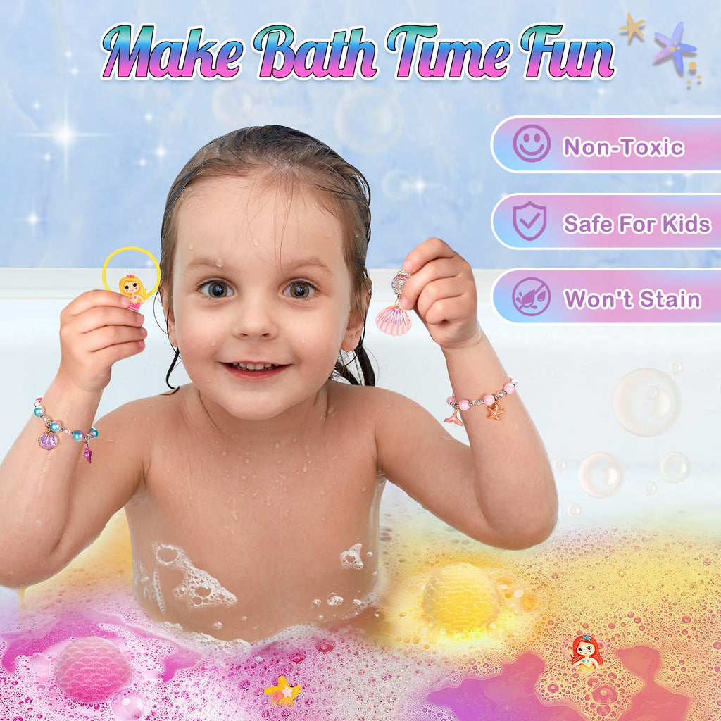 Duchong 8-Pack Mermaid Bath Bombs for Kids – Surprises Inside, Colorful Bubbles