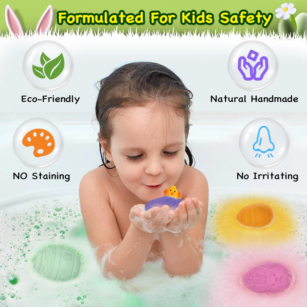 Duchong 9-Pack Easter Bubble Bath Bombs with Surprises – Natural & Kid Friendly