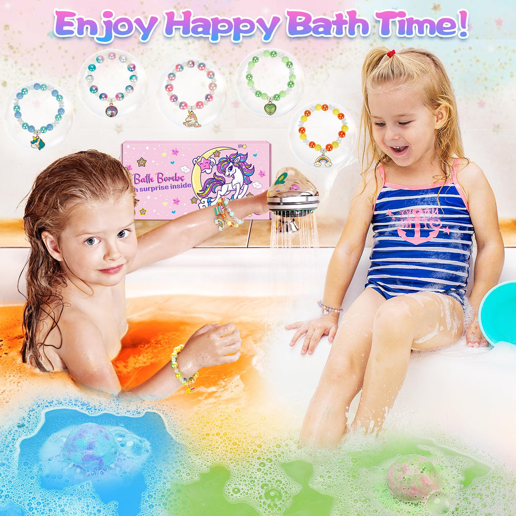 Duchong Unicorn Bath Bombs for Kids – 8-Pack with Surprise Toy Inside, Natural Fizzy Bath Kit for Girls 3–8