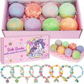 Duchong Unicorn Bath Bombs for Kids – 8-Pack with Surprise Toy Inside, Natural Fizzy Bath Kit for Girls 3–8
