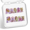 Duck Handmade Press-On Nails — Purple White Gradient with 3D Flower, Lollipop & Bow Design