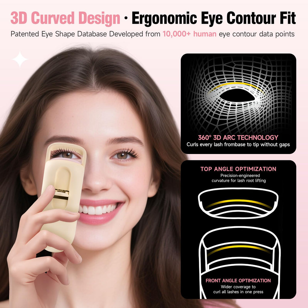 DUDUDU Heated Eyelash Curler – 2-Temp, 10S Heat, Portable Travel-Size