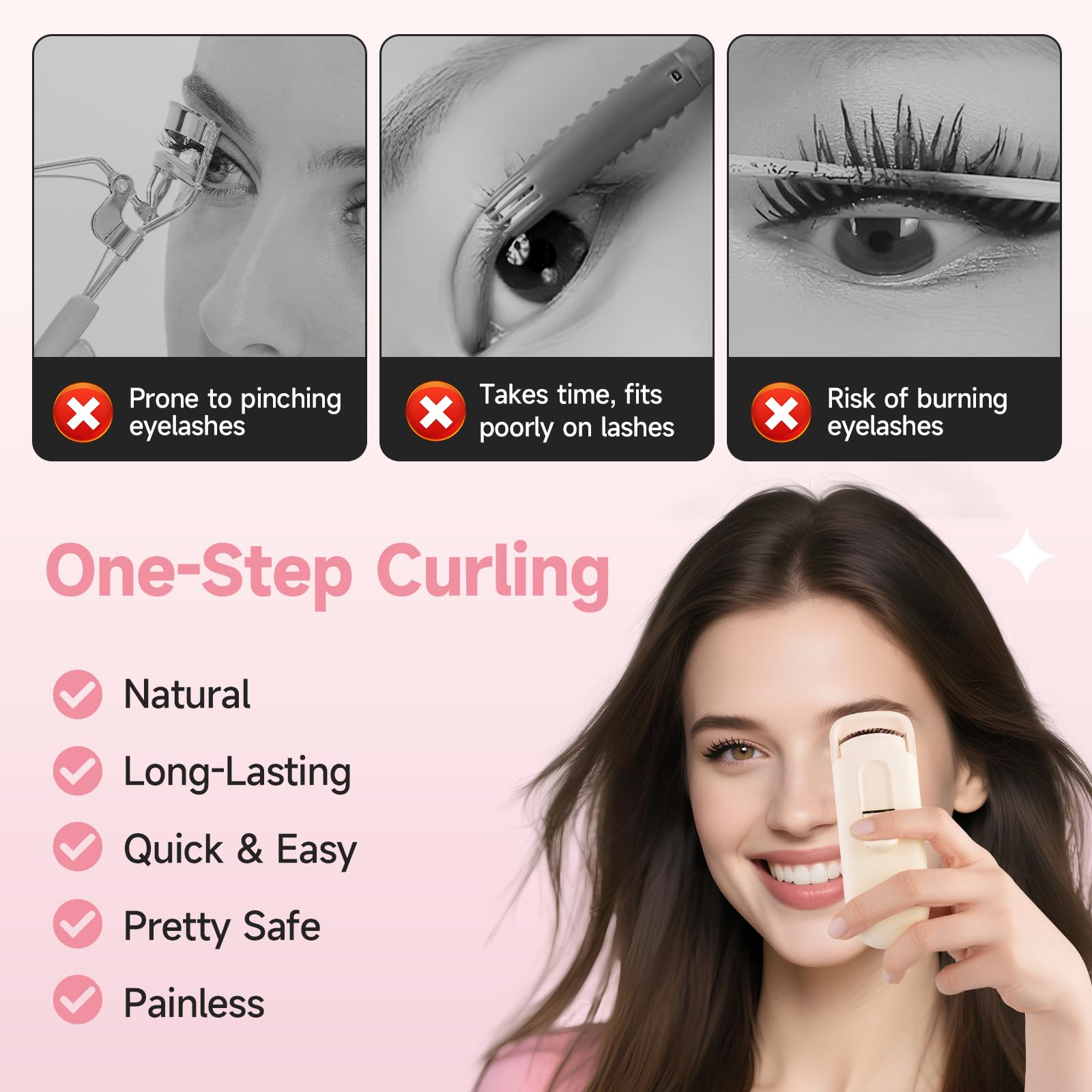 DUDUDU Heated Eyelash Curler – 2-Temp, 10S Heat, Portable Travel-Size