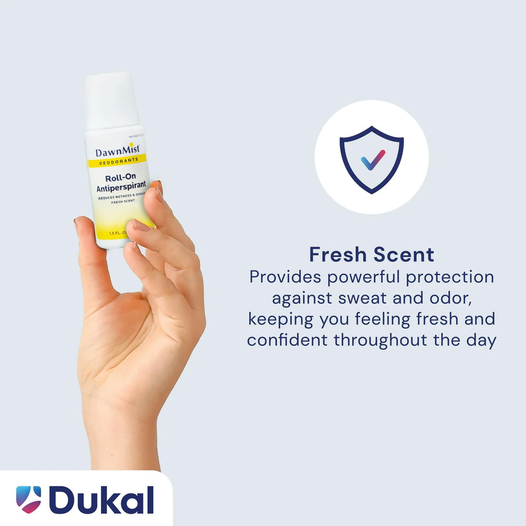 DawnMist Dukal RD15 Roll-On Antiperspirant & Deodorant – Fresh Scent, Travel Size, 1.5oz, 12 Pack