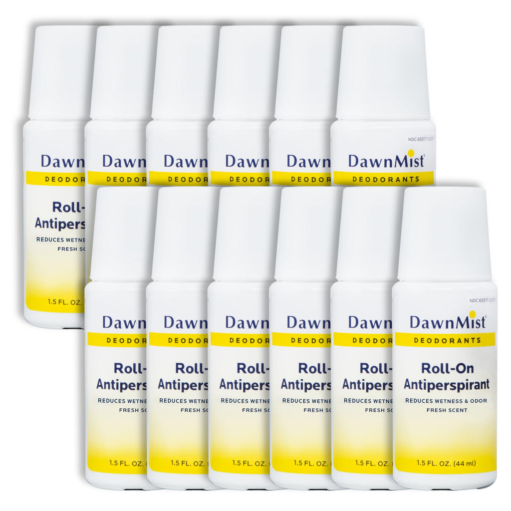 DawnMist Dukal RD15 Roll-On Antiperspirant & Deodorant – Fresh Scent, Travel Size, 1.5oz, 12 Pack
