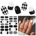 DUKASOU Checkerboard Gel Nail Strips – 28 Pcs, Salon-Quality at-Home Manicure