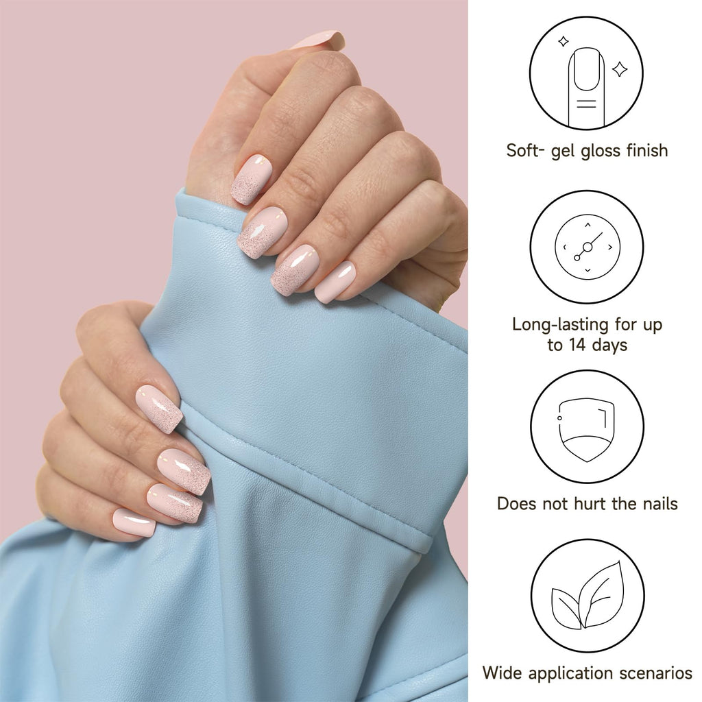 DUKASOU Semi Cured Gel Nail Strips – 28 Sheets for Salon-Quality DIY Manicures