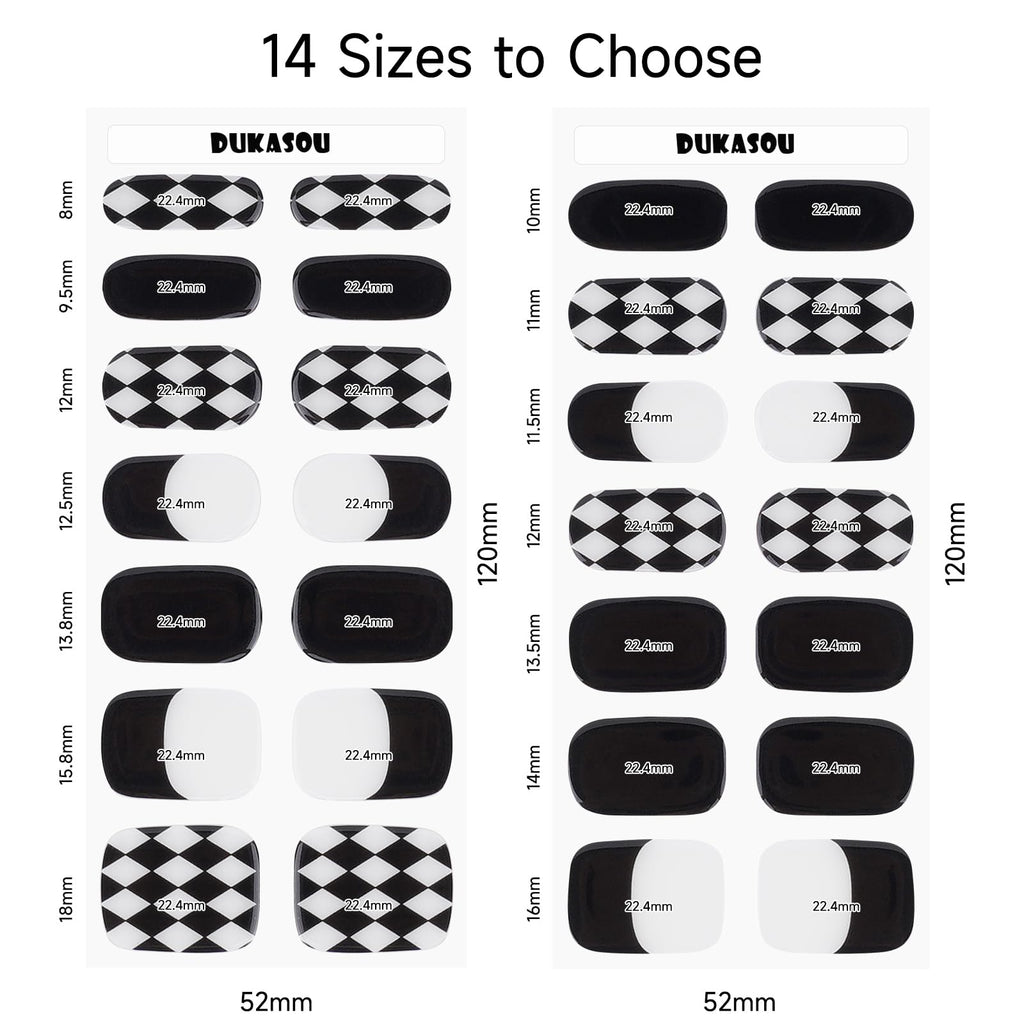 DUKASOU Checkerboard Gel Nail Strips – 28 Pcs, Salon-Quality at-Home Manicure