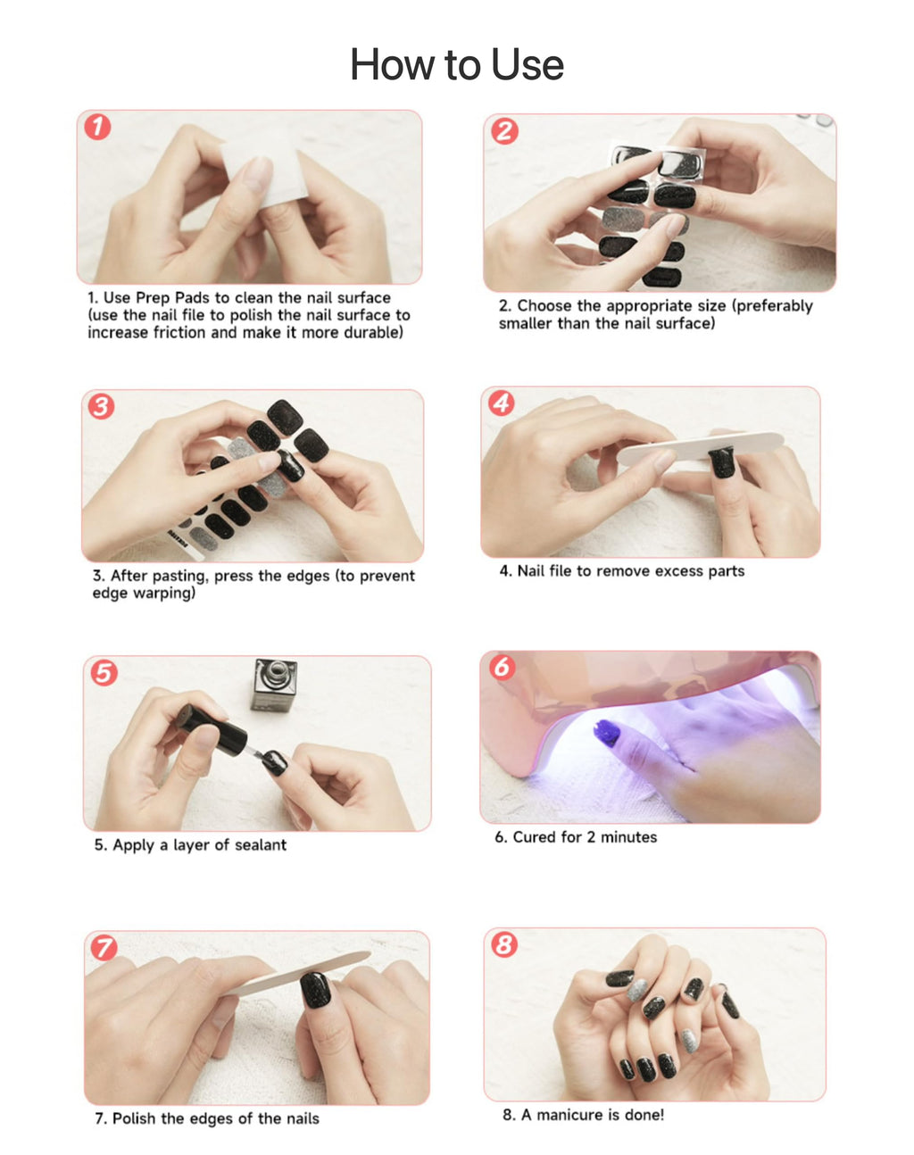 DUKASOU Semi Cured Gel Nail Strips, 28 Pcs — Salon-Quality DIY Nails at Home