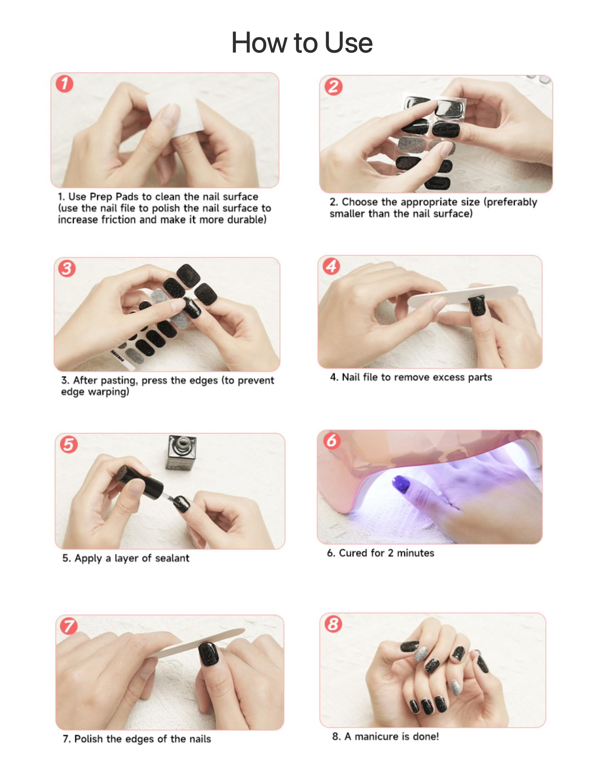 DUKASOU Semi Cured Gel Nail Strips, 28 Pcs — Salon-Quality DIY Nails at Home