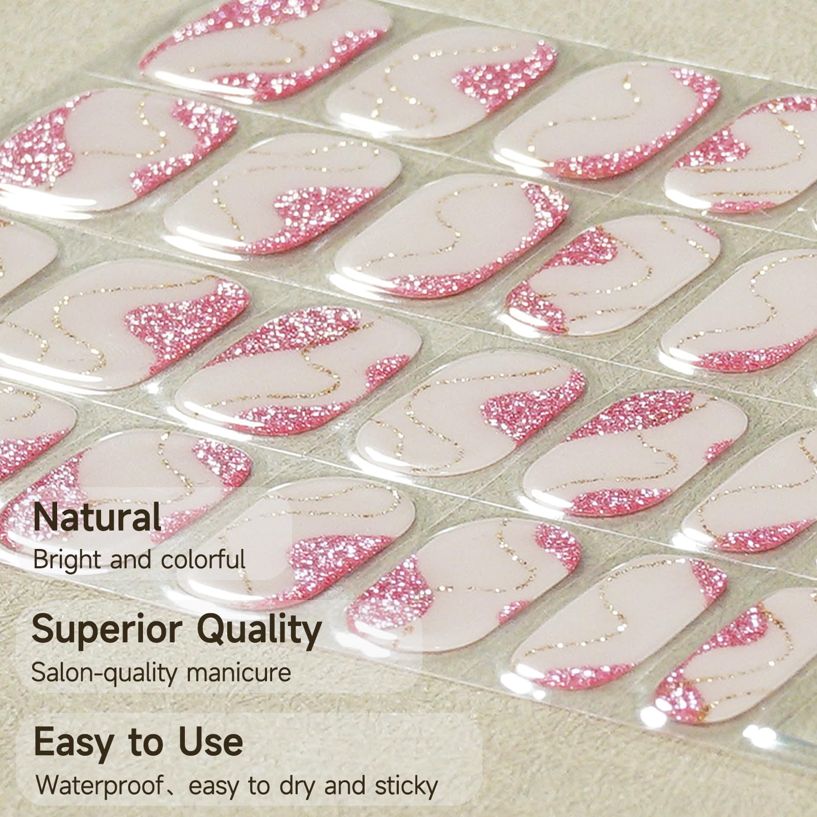 DUKASOU Semi-Cured Gel Nail Strips – Bling, 28 Pcs, DIY Salon-Quality Nails