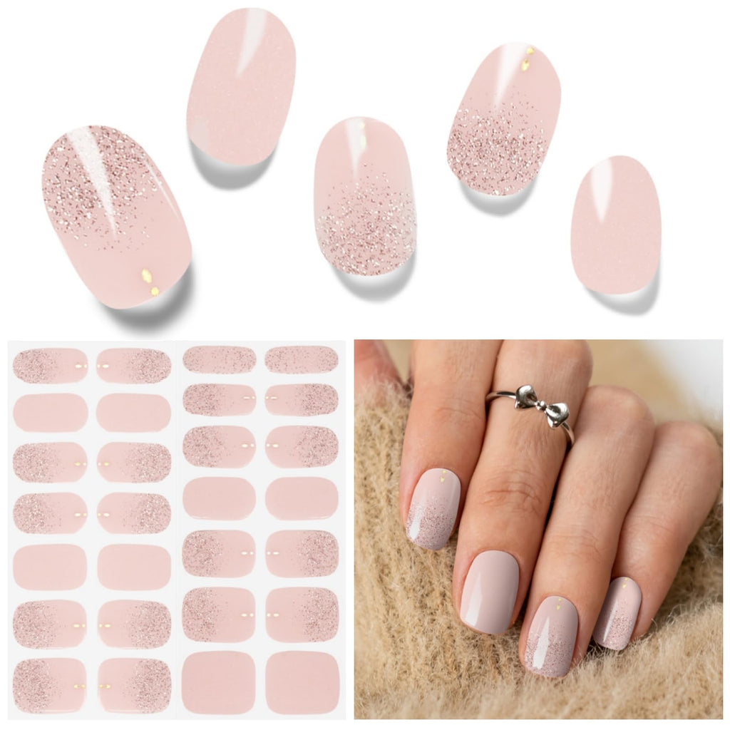 DUKASOU Semi Cured Gel Nail Strips – 28 Sheets for Salon-Quality DIY Manicures