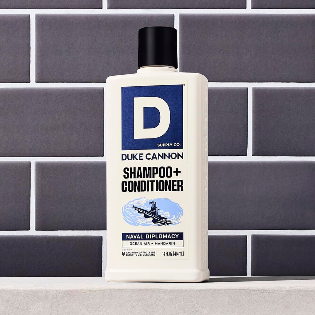 Duke Cannon Supply Co. 2-in-1 Hair Wash – Naval Diplomacy Scent, 14 oz, 2-Pack