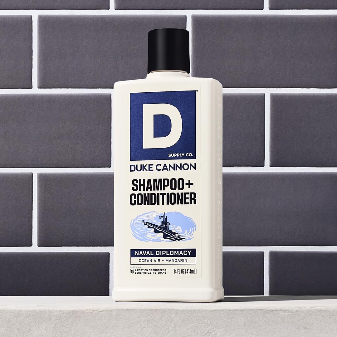 Duke Cannon Supply Co. 2-in-1 Hair Wash – Naval Diplomacy Scent, 14 oz, 2-Pack