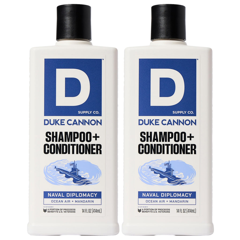 Duke Cannon Supply Co. 2-in-1 Hair Wash – Naval Diplomacy Scent, 14 oz, 2-Pack