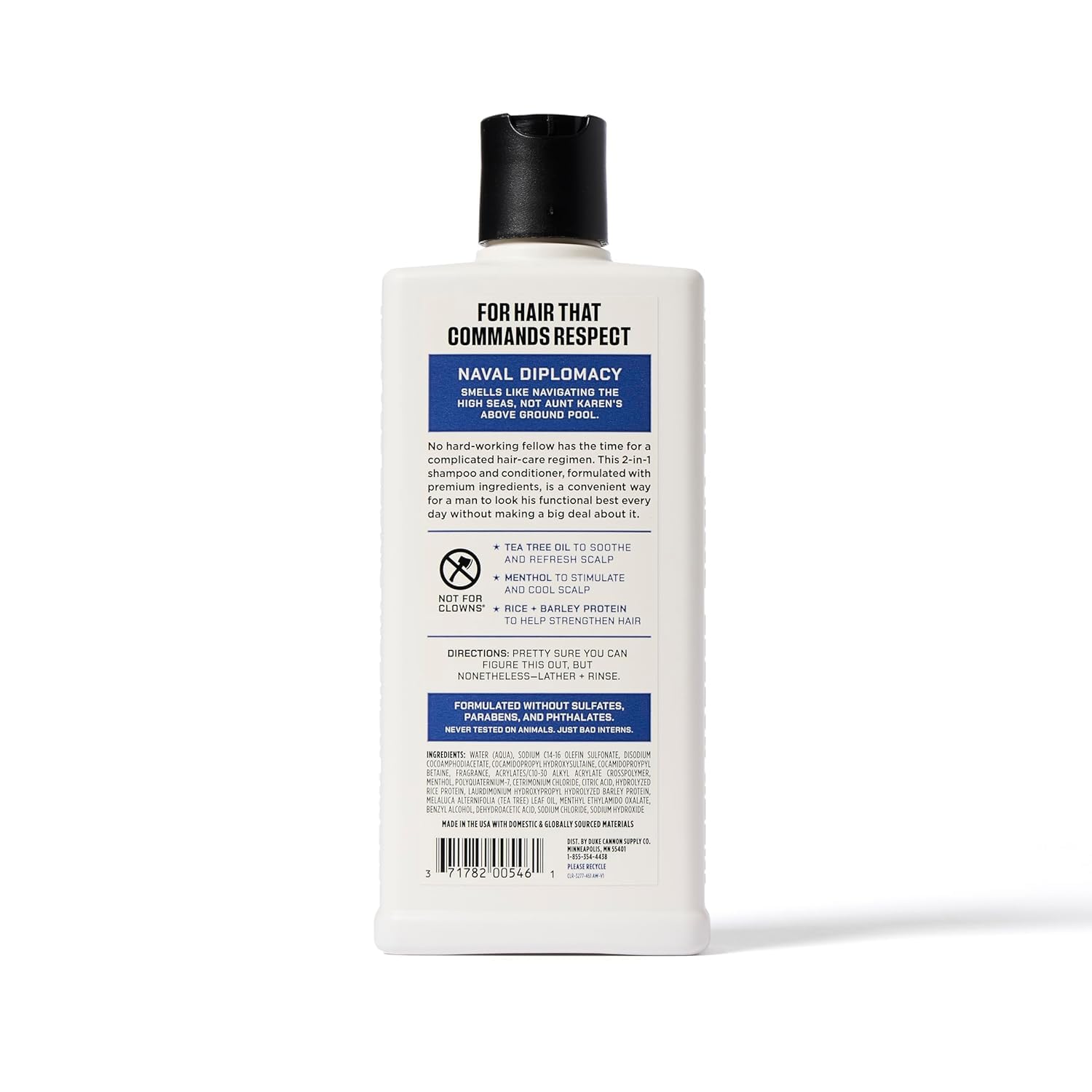 Duke Cannon Supply Co. 2-in-1 Hair Wash – Naval Diplomacy Scent, 14 oz, 2-Pack