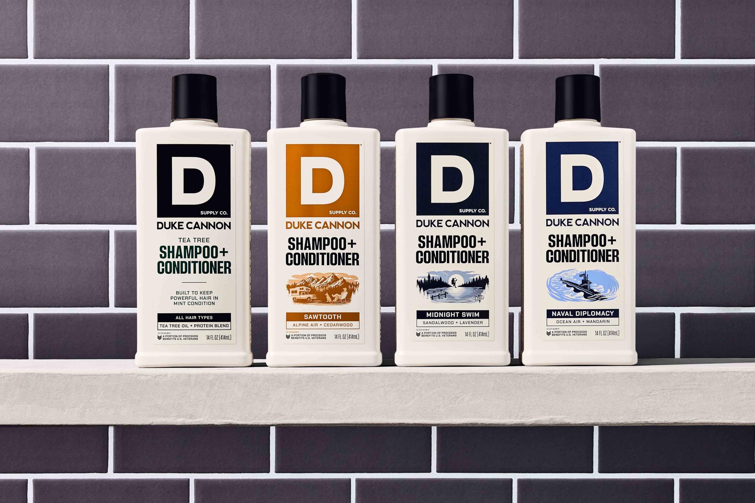 Duke Cannon Supply Co. 2-in-1 Hair Wash – Naval Diplomacy Scent, 14 oz, 2-Pack