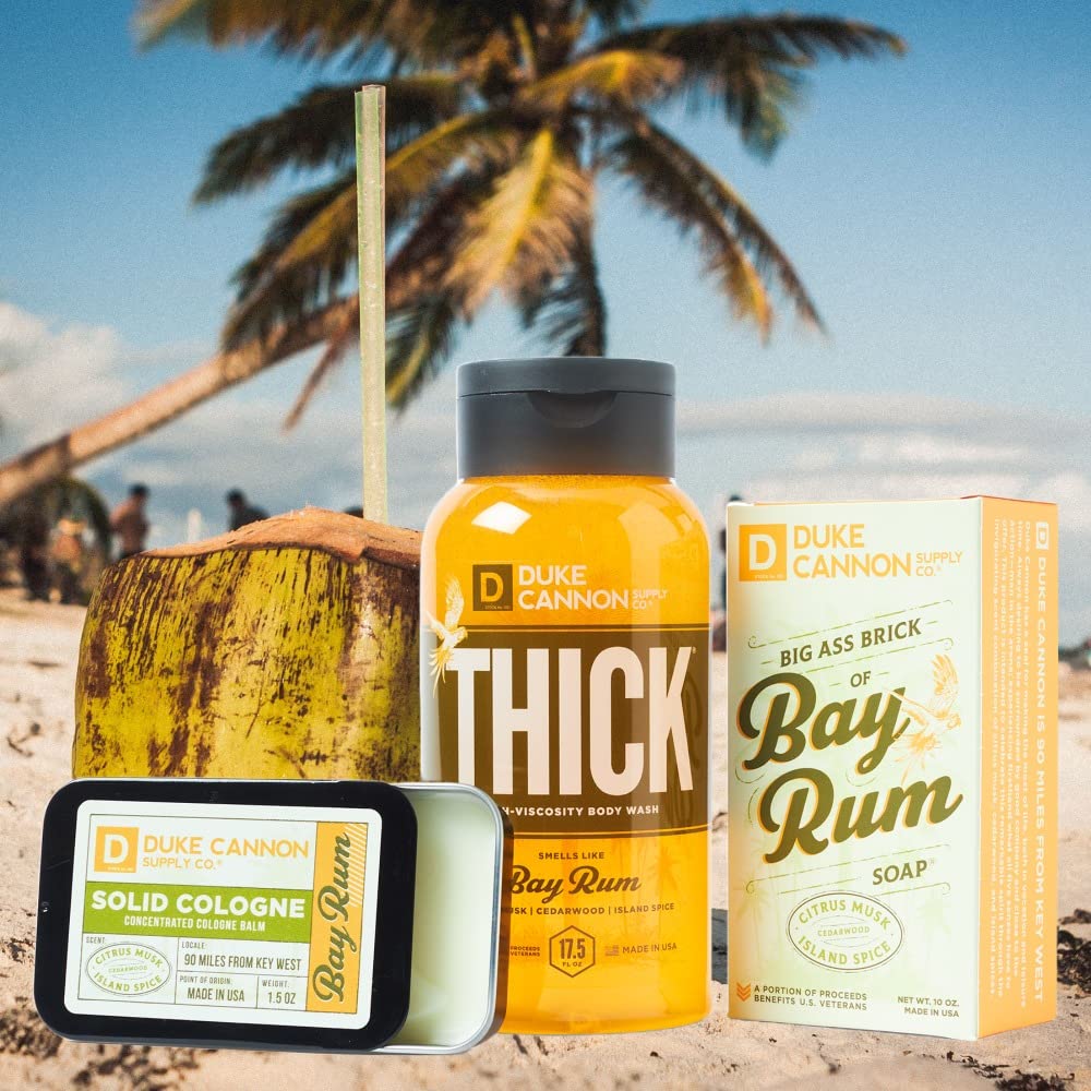 Duke Cannon Bay Rum Bender Bundle – Thick Body Wash, Big Soap Brick & Solid Cologne