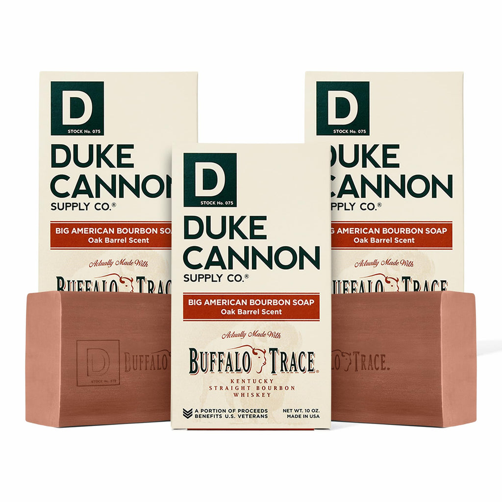 Duke Cannon Big American Bourbon Soap Bar (10 oz) – Charred Oak Barrel Scent, 3-Pack