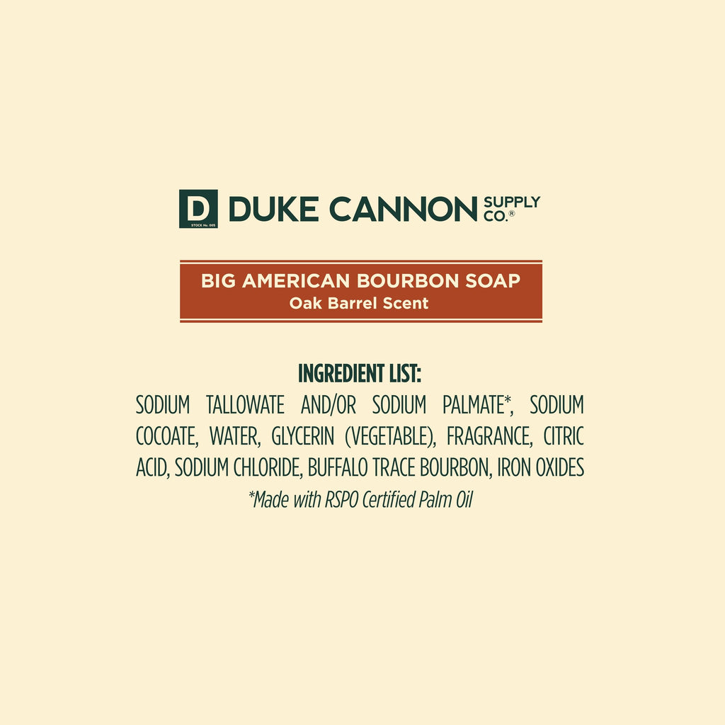 Duke Cannon Big American Bourbon Soap Bar (10 oz) – Charred Oak Barrel Scent, 3-Pack