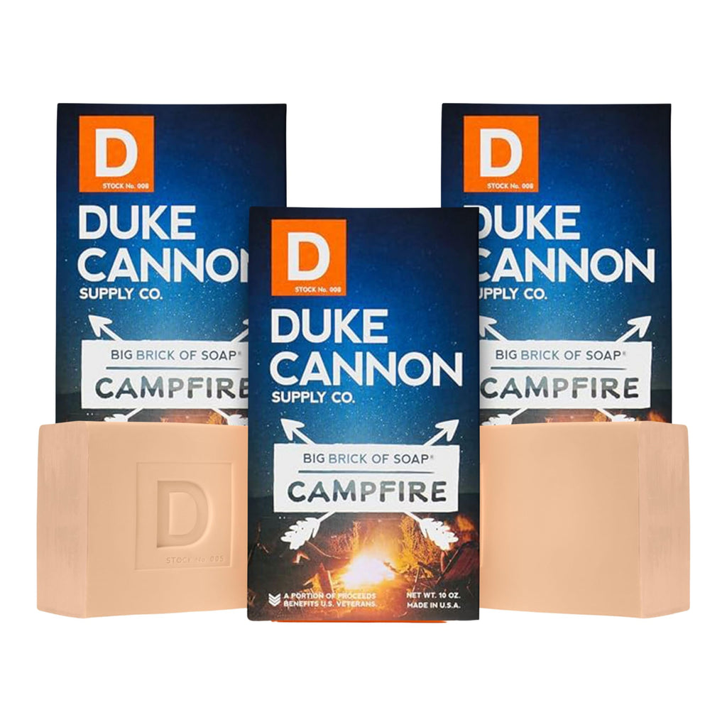 Duke Cannon Big Brick Soap Campfire 10oz 3-Pack – Smoky Hickory, American-Made