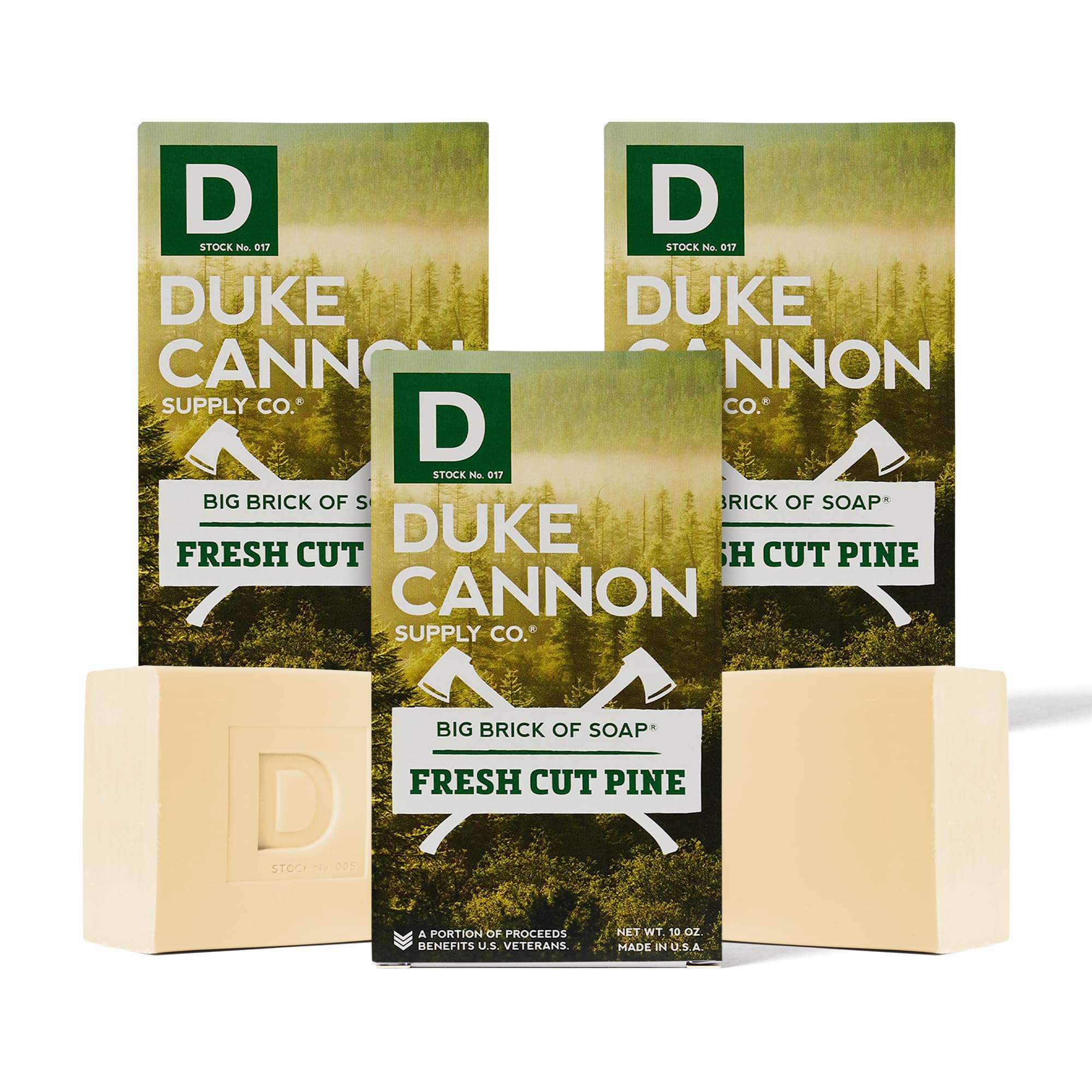 Duke Cannon Big Brick Soap for Men – Fresh Cut Pine, Extra Large 10 oz Bars (3-Pack) | Paraben-Free