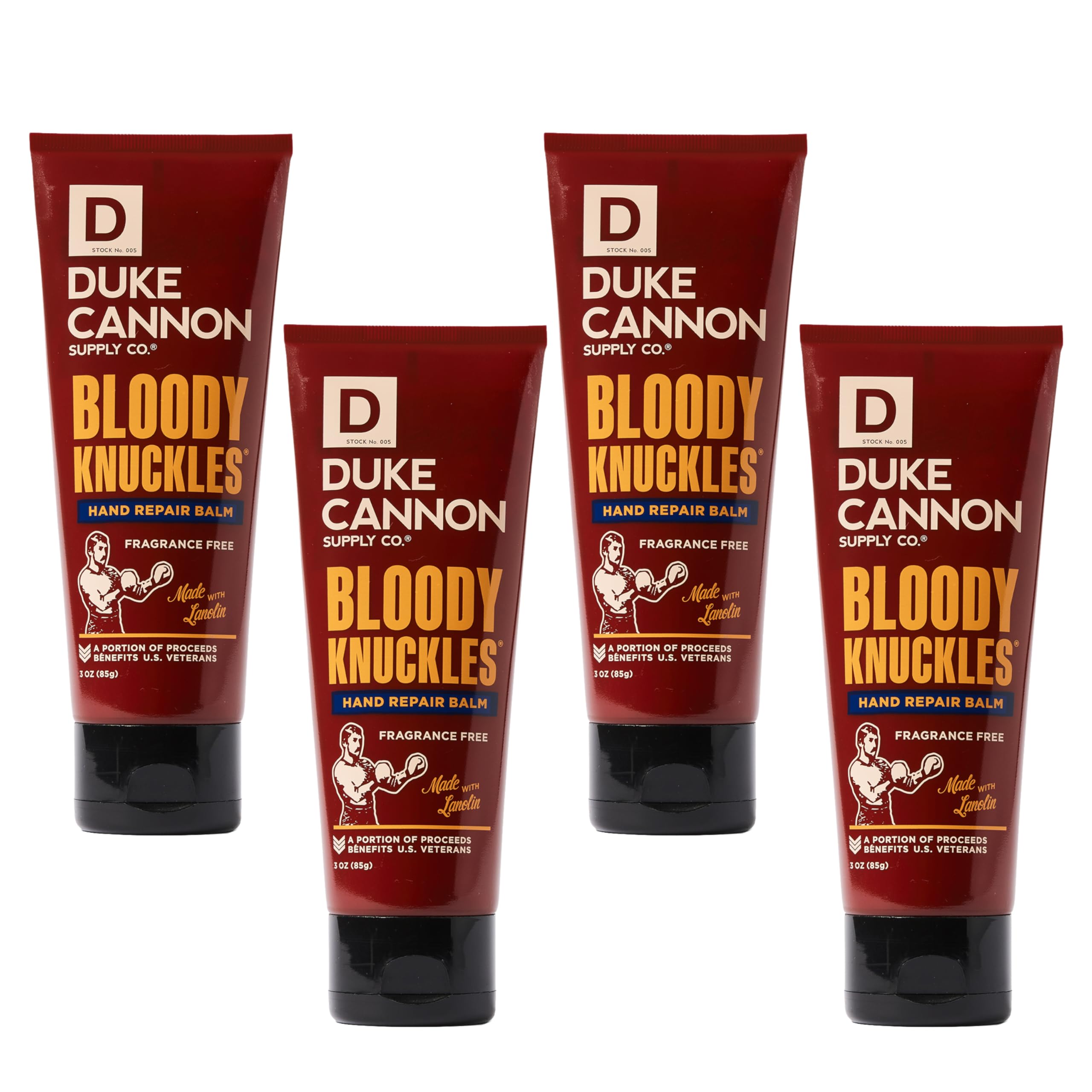 Duke Cannon Bloody Knuckles Hand Repair Balm – Travel Size 3 oz, Unscented, Non-Greasy (4 Pack)
