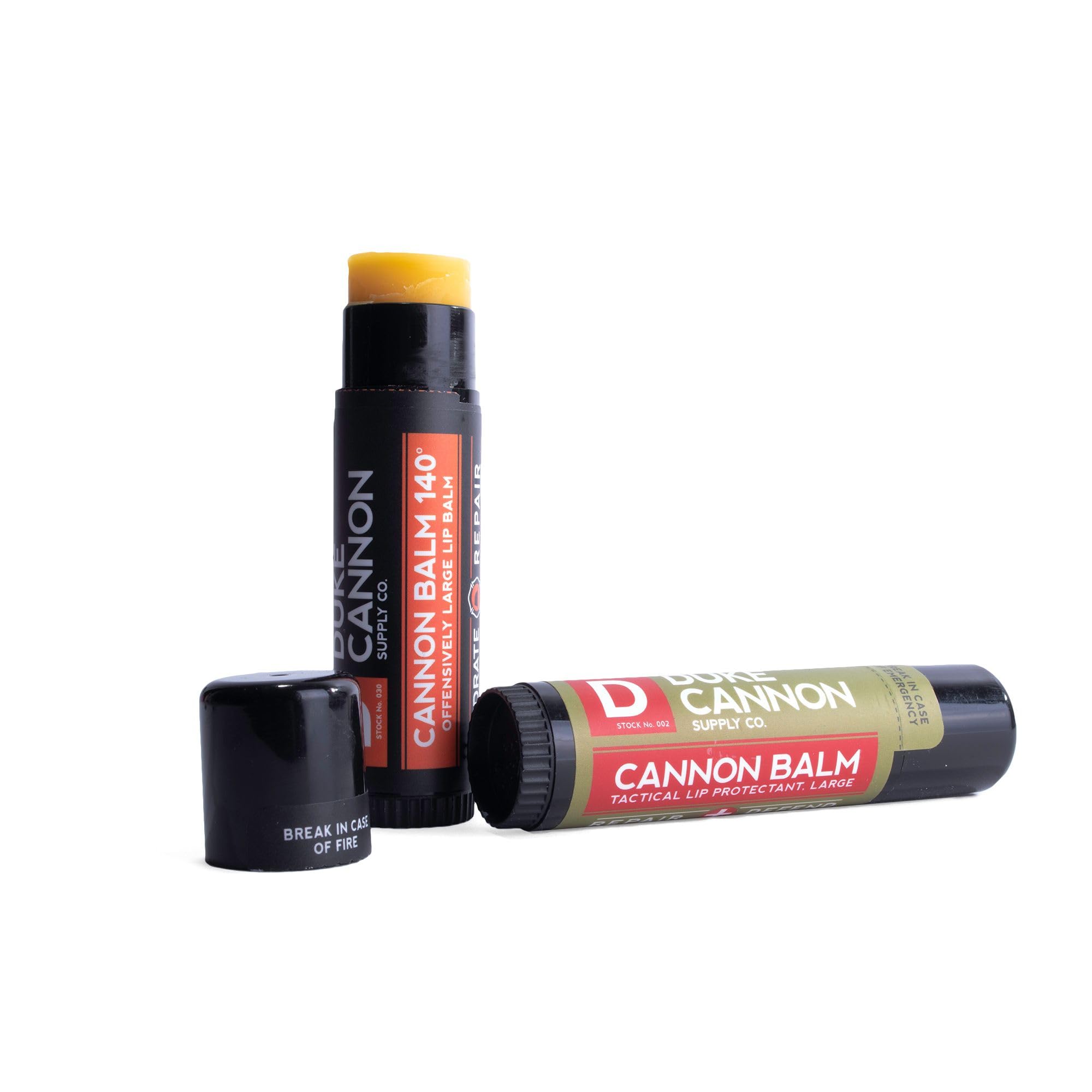 Duke Cannon Cannon Lip Balm 140° & Tactical Lip Protectant Bundle – SPF 30 & SPF 15 (Blood Orange Mint & Fresh Mint), 4-Pack
