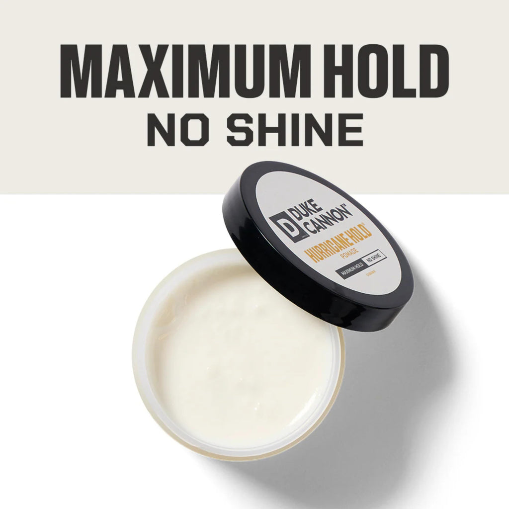 Duke Cannon Hurricane Hold Pomade – Extra Strong, No Shine, Water-Based, 4.6 oz