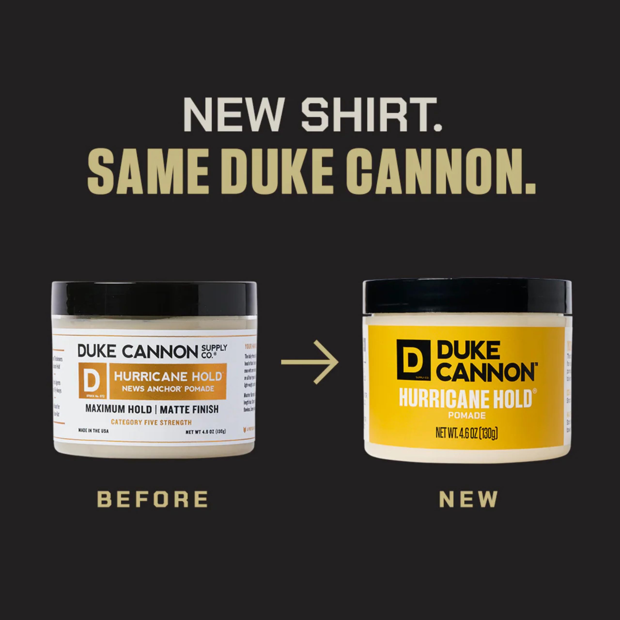 Duke Cannon Hurricane Hold Pomade – Extra Strong, No Shine, Water-Based, 4.6 oz