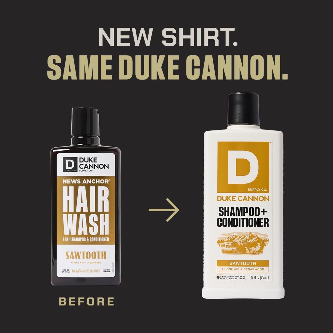Duke Cannon Supply Co. 2-in-1 Hair Wash 3-Pack — Tea Tree, Sawtooth & Midnight Swim (14 oz each)