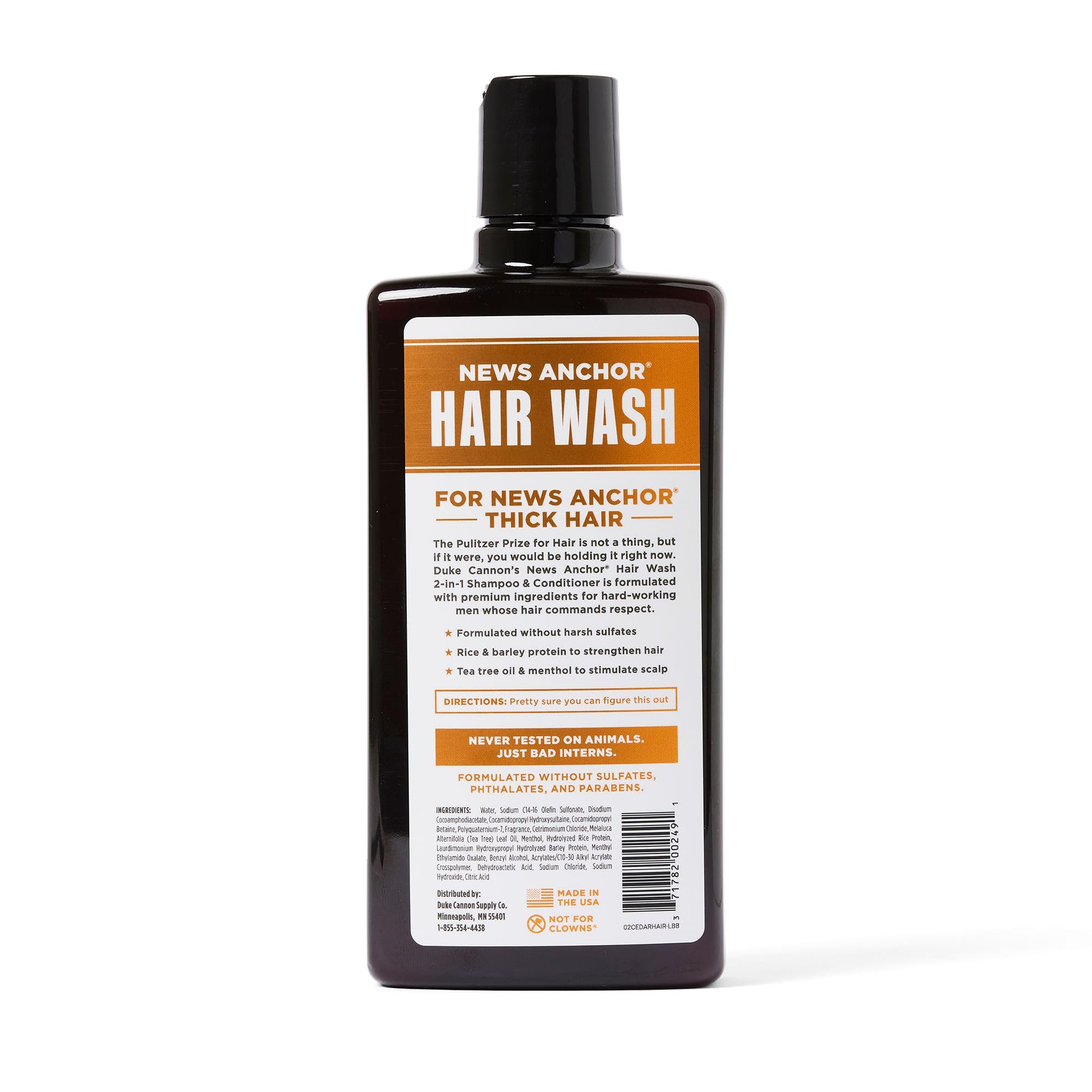 Duke Cannon News Anchor 2-in-1 Hair Wash – Cedarwood Scent, 14oz, Sulfate-Free