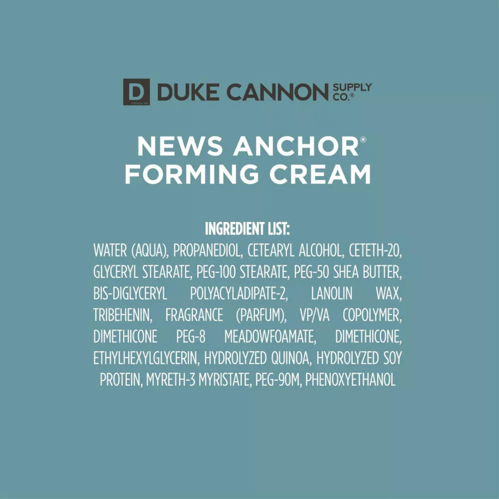 Duke Cannon News Anchor Forming Cream – Medium to Strong Hold, Matte Finish, 4 oz